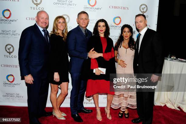 Daniel O'Keefe, Sarah O'Keefe, Daniel Craig, Rachel Weisz, Alba Tull and Thomas Tull attend The Opportunity Network's 11th Annual Night of...