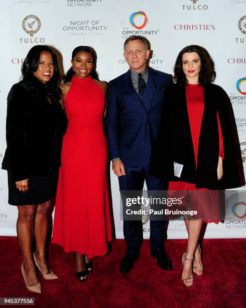 Michelle Ebanks, Gabrielle Union, Daniel Craig and Rachel Weisz attend The Opportunity Network's 11th Annual Night of Opportunity Gala at Cipriani...