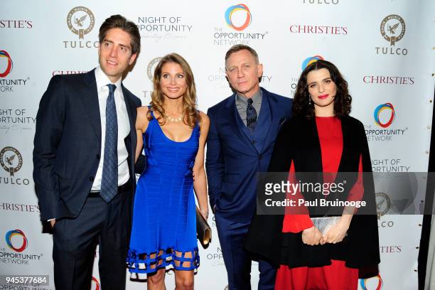 Scott Ostfeld, Jen Maxfield Ostfeld, Daniel Craig and Rachel Weisz attend The Opportunity Network's 11th Annual Night of Opportunity Gala at Cipriani...