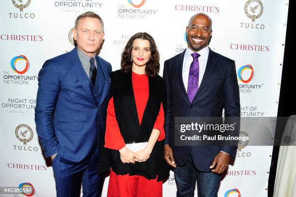 Daniel Craig, Rachel Weisz and Van Jones attend The Opportunity Network's 11th Annual Night of Opportunity Gala at Cipriani Wall Street on April 9,...