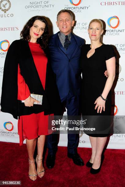 Rachel Weisz, Daniel Craig and Jessica Pliska attend The Opportunity Network's 11th Annual Night of Opportunity Gala at Cipriani Wall Street on April...