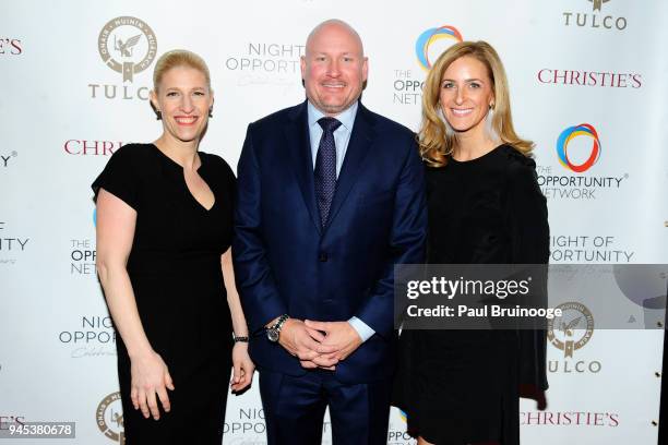 Jessica Pliska, Daniel O'Keefe and Sarah O'Keefe attend The Opportunity Network's 11th Annual Night of Opportunity Gala at Cipriani Wall Street on...