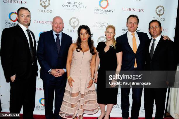 Thomas Tull, Daniel O'Keefe, Alba Tull, Jessica Pliska, Jason Wright and Brian Weinstein attend The Opportunity Network's 11th Annual Night of...