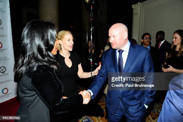Michelle Ebanks, Jessica Pliska and Daniel O'Keefe attend The Opportunity Network's 11th Annual Night of Opportunity Gala at Cipriani Wall Street on...