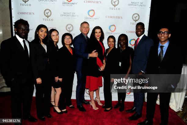 Vashane, Guest, Li, Ashley, Daniel Craig, Rachel Weisz, Kim, Isha, Mohamed and Alamgir attend The Opportunity Network's 11th Annual Night of...