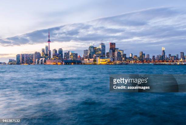 toronto downtown skyline at dusk,washington state,usa - seattle landscape stock pictures, royalty-free photos & images