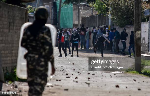 Kashmiri protesters clash with Indian forces in Srinagar, Indian administered Kashmir. As Muslim majority areas of Kashmir Thursday observed complete...