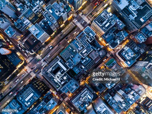 aerial shots of buildings and rooftops. - overhead view imagens e fotografias de stock