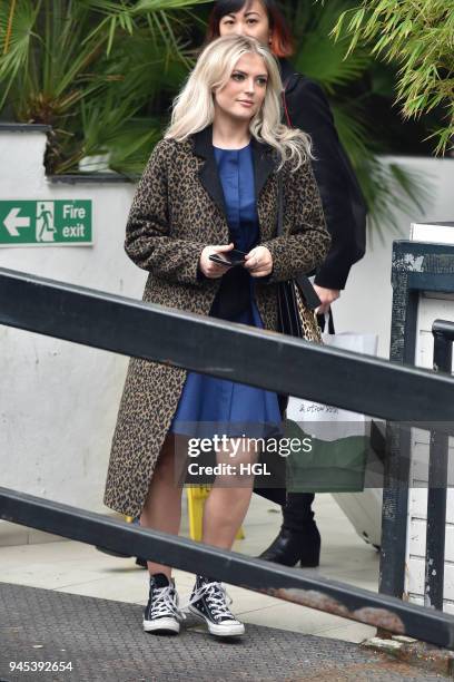 Lucy Fallon seen at the ITV Studios on April 12, 2018 in London, England.