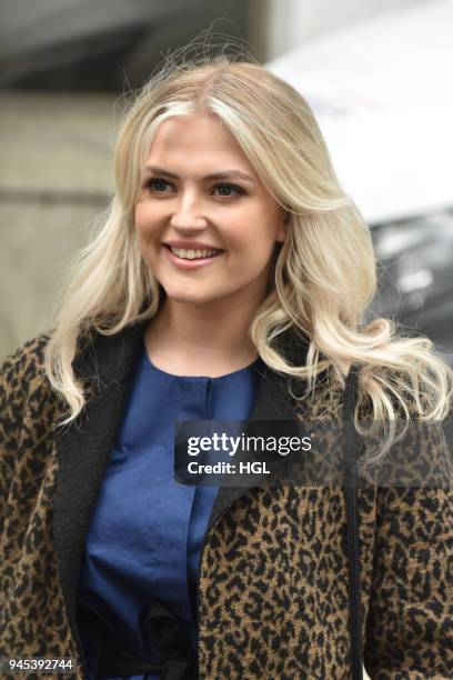 Lucy Fallon seen at the ITV Studios on April 12, 2018 in London, England.