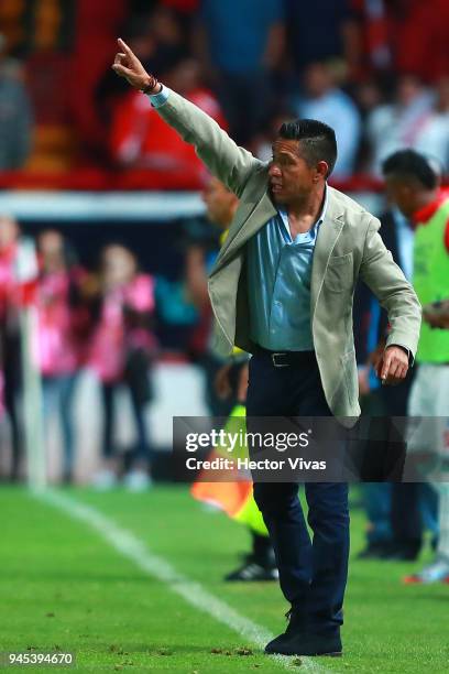 Ignacio Ambriz, head coach of Necaxa gestures during the Championship match between Necaxa and Toluca, as part of the Copa MX Clausura 2018 at...