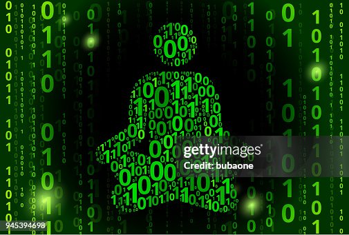 Man Meditating Binary Code Vector Pattern Background Man Meditating Binary Code Vector Pattern Background