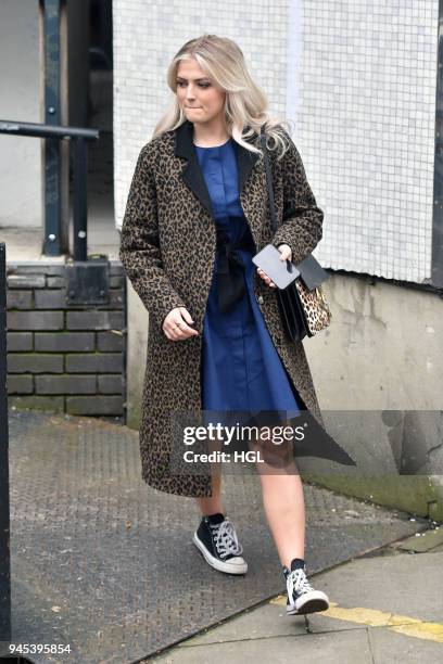 Lucy Fallon seen at the ITV Studios on April 12, 2018 in London, England.