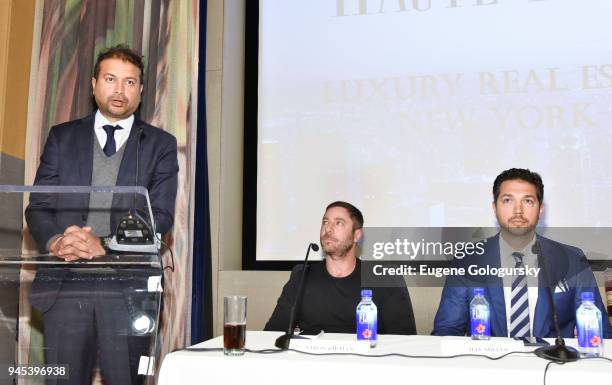 Kamal Hotchandani, Aaron Kirman and Jeff Miller attend the Haute Residence 2018 Luxury Real Estate Summit at CORE: Club on April 12, 2018 in New York...