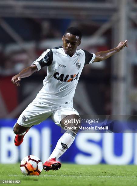 Elias of Atletico Mineiro kicks the ball during a match between San Lorenzo and Atletico Mineiro as part of Copa CONMEBOL Sudamericana 2018 at...