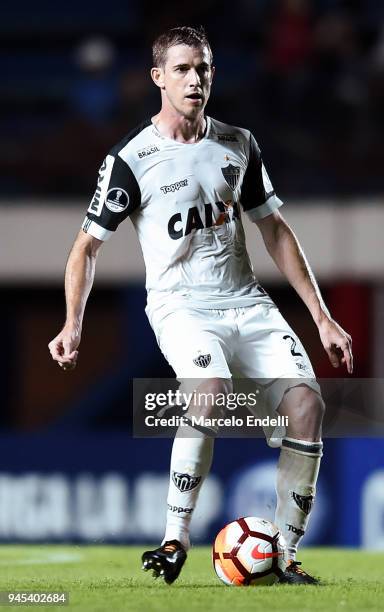 Adilson of Atletico Mineiro kicks the ball during a match between San Lorenzo and Atletico Mineiro as part of Copa CONMEBOL Sudamericana 2018 at...