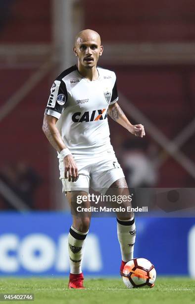 Fabio Santos of Atletico Mineiro drives the ball during a match between San Lorenzo and Atletico Mineiro as part of Copa CONMEBOL Sudamericana 2018...