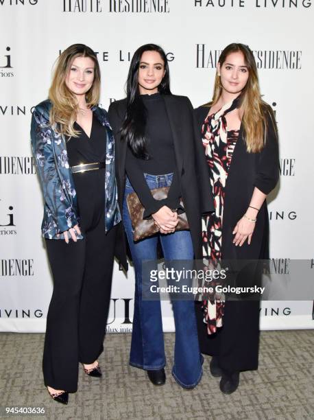 Jessica Galeota, Jamalat Farach and Sismani Roman attend the Haute Residence 2018 Luxury Real Estate Summit at CORE: Club on April 12, 2018 in New...