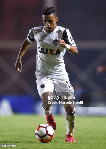 Erik Lima of Atletico Mineiro drives the ball during a match between San Lorenzo and Atletico Mineiro as part of Copa CONMEBOL Sudamericana 2018 at...