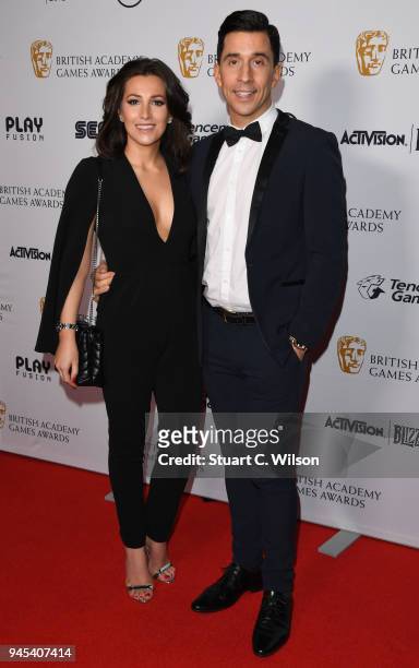 Sadie Hasler and Russell Kane attend the British Academy Game Awards held at the Troxy on April 12, 2018 in London, England.