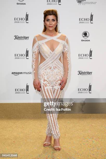 Panagiota Petridou arrives for the Echo Award at Messe Berlin on April 12, 2018 in Berlin, Germany.