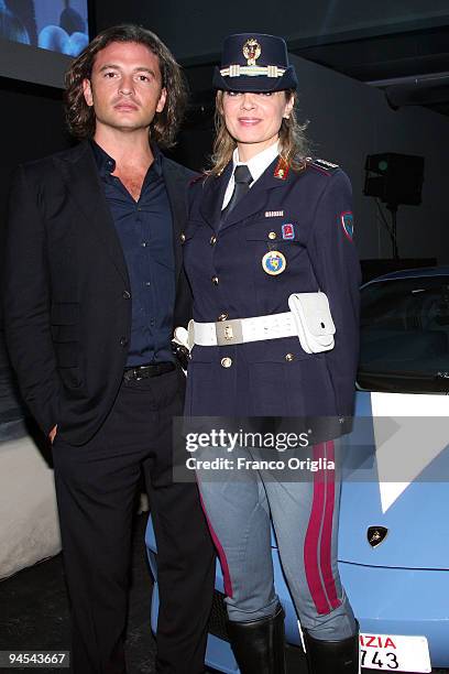 Manuele Malenotti, vice president of Belstaff, poses during the 'Belstaff Presents New Uniforms For Italian Police' at the Direzione Generale di...