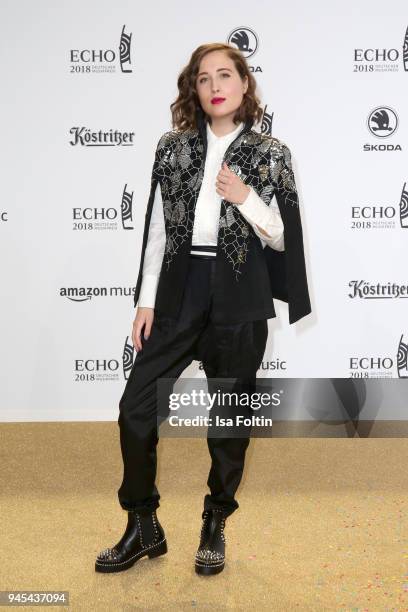 Alice Merton arrives for the Echo Award at Messe Berlin on April 12, 2018 in Berlin, Germany.