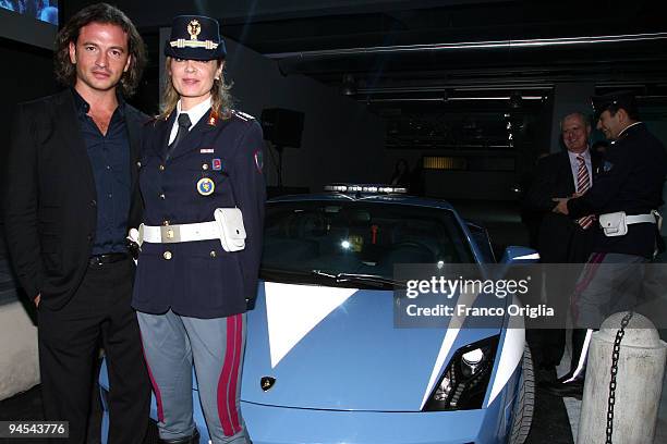 Manuele Malenotti, vice president of Belstaff, poses during the 'Belstaff Presents New Uniforms For Italian Police' at the Direzione Generale di...