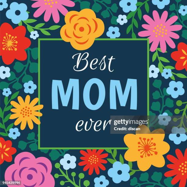 stockillustraties, clipart, cartoons en iconen met moederdag kaart met bloemen frame - illustratie - moederdag