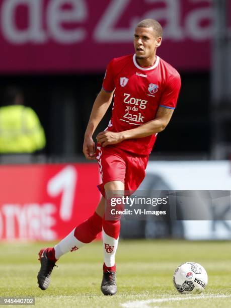 Ramon Leeuwin of FC Utrecht during the Dutch Eredivisie match between FC Utrecht and ADO Den Haag at the Galgenwaard Stadium on April 08, 2018 in...