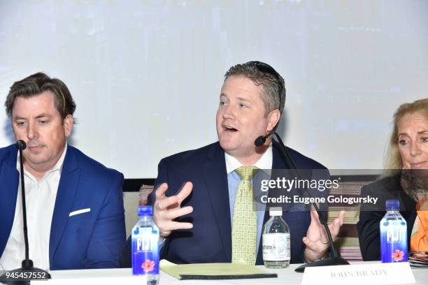 Robert Canberg, John Brady, and Marcy Braun attend the Haute Residence 2018 Luxury Real Estate Summit at CORE: Club on April 12, 2018 in New York...