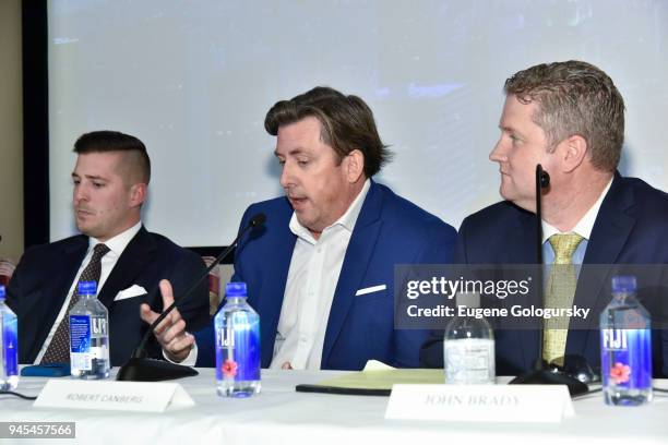 Michael Putnam, Robert Canberg, and John Brady attend the Haute Residence 2018 Luxury Real Estate Summit at CORE: Club on April 12, 2018 in New York...