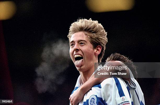 Peter Crouch of Queens Park Rangers celebrates scoring during the Nationwide League Division One match against Crystal Palace played at Loftus Road,...