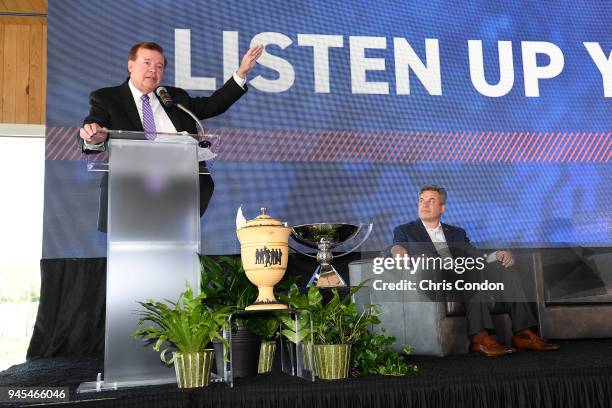 David Bronczek, COO, FedEx Corporation announces the World Golf Championships-FedEx St. Jude Invitational during an event at Shelby Farms Park -...