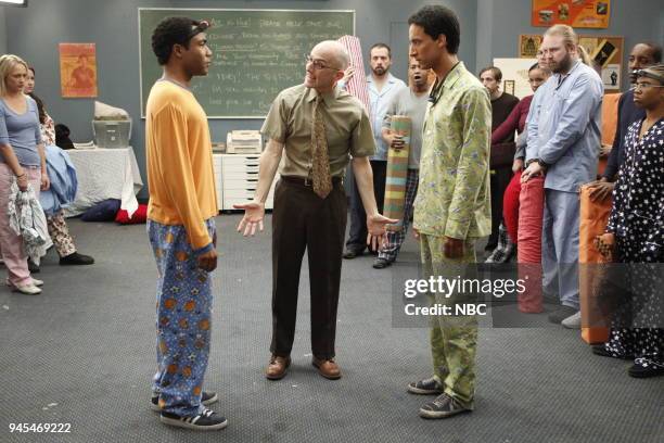 Pillows and Blankers" Episode 314 -- Pictured: Donald Glover as Troy, Jim Rash as Dean Pelton, Danny Pudi as Abed --