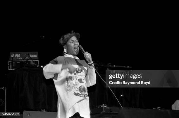 Rapper MC Lyte performs at the Arie Crown Theater in Chicago, Illinois in February 1989.