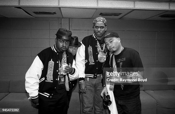 Mr. Mixx, Brother Marquis, Luke Skyywalker and Fresh Kid Ice of 2 Live Crew poses for photos backstage at the International Amphitheatre in Chicago,...