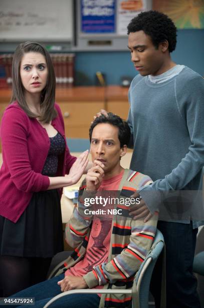 Curriculum Unavailable" Episode 319 -- Pictured: Alison Brie as Annie, Danny Pudi as Abed, Donald Glover as Troy --