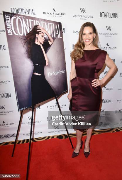 Hilary Swank attends Los Angeles Confidential magazine celebrates its Women of Influence issue with cover star Hilary Swank at Waldorf Astoria...