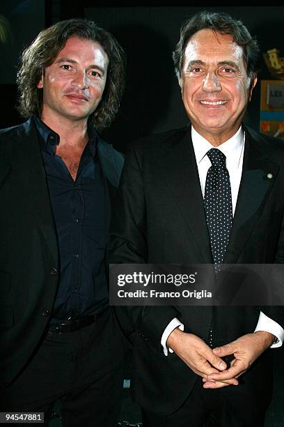 Chief of Italian Police Antonio Manganelli and vice president of Belstaff Manuele Malenotti , pose during the 'Belstaff Presents New Uniforms For...