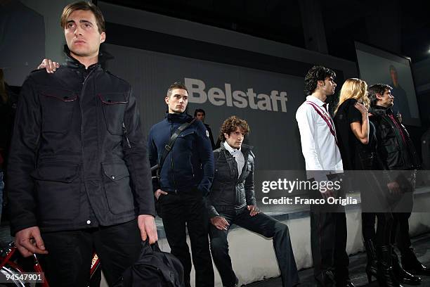 Models present creations by Belstaff during the 'Belstaff Presents New Uniforms For Italian Police' at the Direzione Generale di Pubblica Sicurezza...