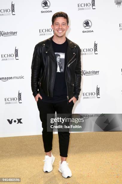 Nico Santos arrives for the Echo Award at Messe Berlin on April 12, 2018 in Berlin, Germany.