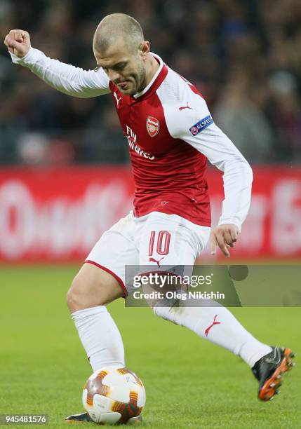 Jack Wilshere of Arsenal FC in action during the UEFA Europa League quarter final leg two match between PFC CSKA Moskva and Arsenal FC at CSKA Arena...