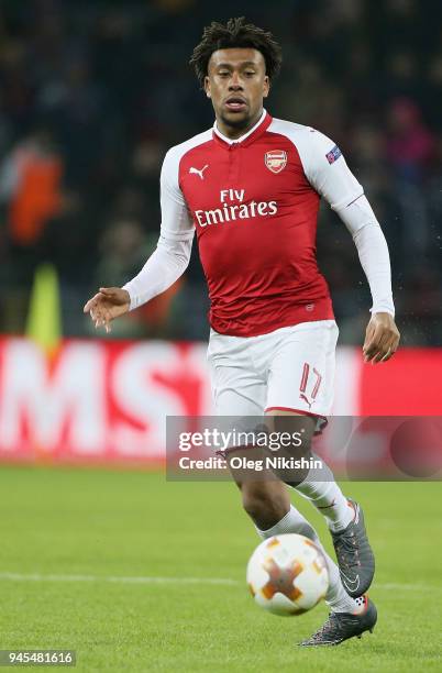 Alex Iwobi of Arsenal FC in action during the UEFA Europa League quarter final leg two match between PFC CSKA Moskva and Arsenal FC at CSKA Arena...