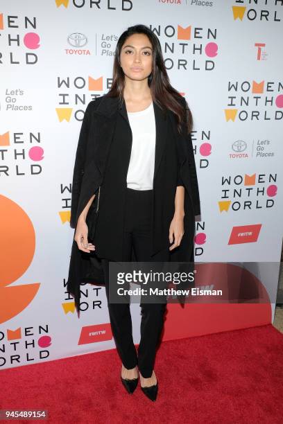 Model Ambra Battilana Gutierrez attends the 2018 Women In The World Summit at Lincoln Center on April 12, 2018 in New York City.