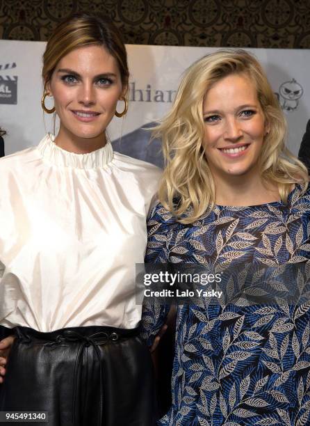 Amaia Salamanca and Luisana Lopilato attend a press conference for 'Perdidas' at the Intecontinental Hotel on April 12, 2018 in Buenos Aires,...