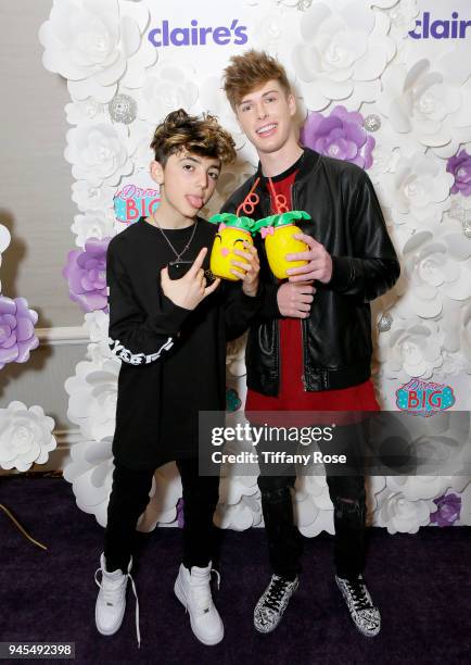 Aaron Melloul and Blake Gray attend Claire's Dream Big Awards at the Beverly Hills Hotel on April 12, 2018 in Beverly Hills, California.