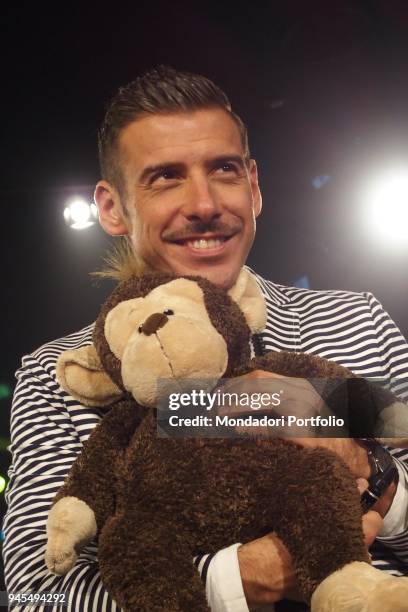 The singer-songwriter Francesco Gabbani presenting the preview of his new album Magellano at Radio Italia. Milan, Italy. 27th April 2017