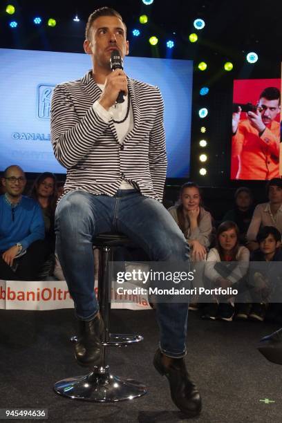 The singer-songwriter Francesco Gabbani presenting the preview of his new album Magellano at Radio Italia. Milan, Italy. 27th April 2017