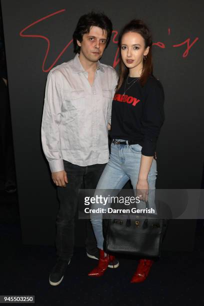 Sarah Stanbury and Fenton Bailey attend as Giorgio Armani hosts trunk show at the Giorgio's London event to celebrate the opening of the new Giorgio...